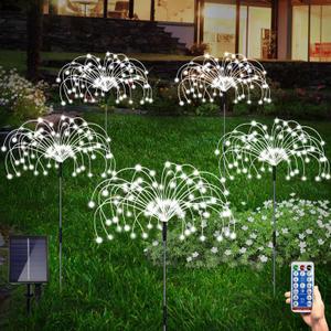 Solar Garden Lights Outdoor Fireworks - 5 Pack Decorative Solar Lamps with 8 Modes Remote for Lawn Backyard Patio Pathway (Cool White) Solar Garden Lights Outdoor Fireworks - 5 Pack Decorative Solar Lamps with 8 Modes Remote for Lawn Backyard Patio Pathway (Cool White)