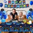 229 Pcs Video Game Decorations Game Birthday Party Supplies Video Game Decorations Tableware Set Include Plates Banner and Tablecloth for Game on Birthday Decorations Kids Serves 20 Guests