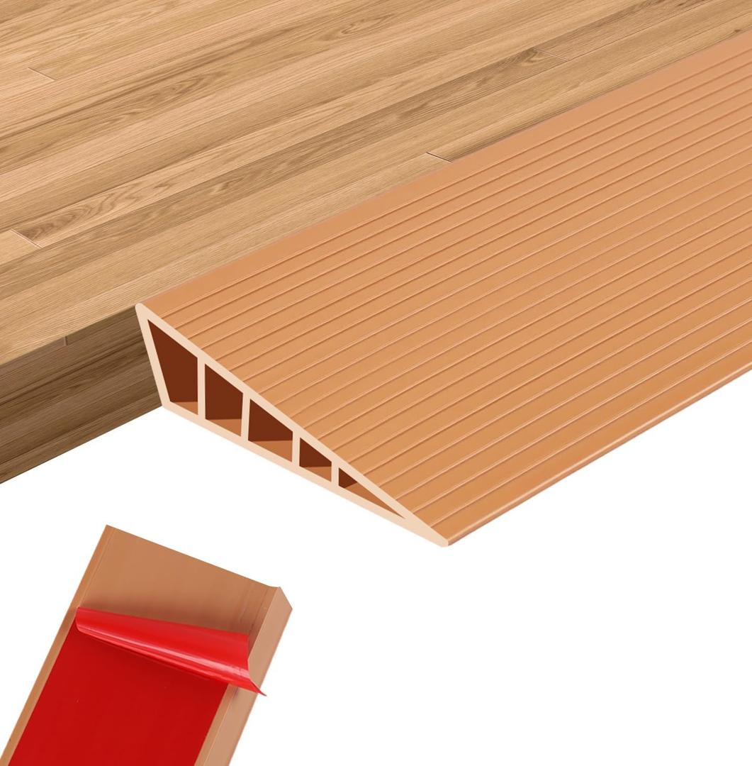 1" Rise Threshold Ramps for Doorways 40'' L Floor Transition Strip Self-Adhesive Wheelchairs Ramps, Edge Door Threshold Reducer Transition Strips for Home Steps (Brown)