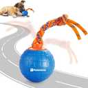 Potaroma Interactive Dog Ball Toys Touch Activated, Rechargeable Animal Sound Dog Toy, Durable Moving Ball for Pup with Chewing Rope for Dogs Puppy, Blue