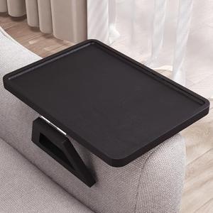 Danfoxer Couch Arm Tray,Bamboo Folding Sofa Tray,Sofa Armrest Trays Clip-On Couch Desk for Drinks,Snacks,Phone,Remote Control（Black)(13.0" x 9.4")