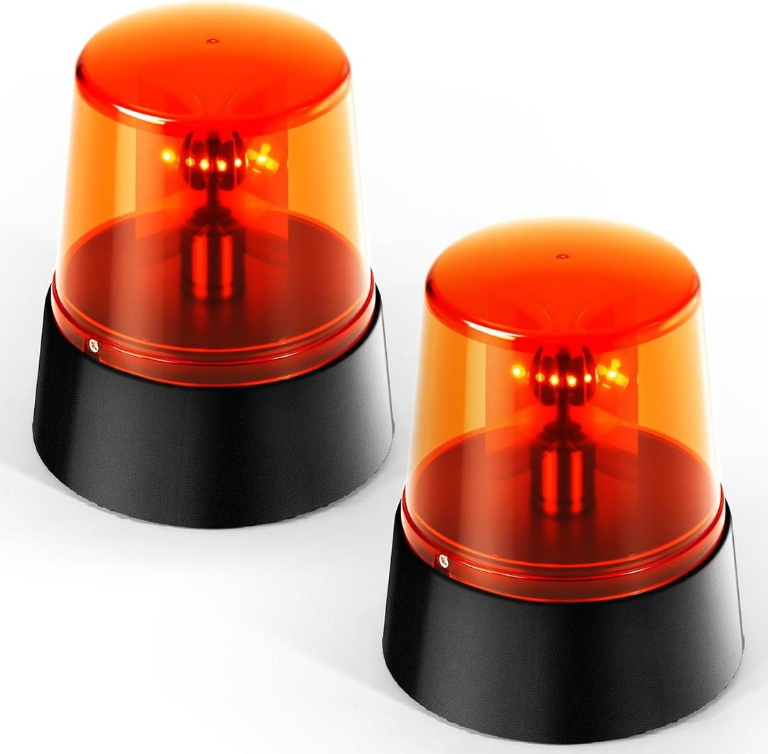 2Pcs Red Rotating Strobe Light, Battery Operated 360 Degree Rotating Light, Disco Bar Party Decorative Light