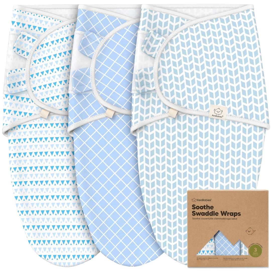 3-Pack Organic Baby Swaddle Sleep Sacks - Swaddles for Newborns, Infant 0-3 Months, Baby Girls, Boys, Soft & Snug Newborn Sleep Sack, Nursery Swaddling Blankets (Storm) (One Size, Storm)