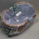 G GOOD GAIN Wicker Picnic Basket with Double Folding Handles,Willow Picnic Hamper,Natural Hand Woven Easter Basket,Easter Eggs and Candy Basket,Bath Storage,Gift Packing Basket, Blue