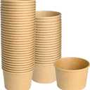 ESSENTIAL Paper Ice Cream Cups, 50pcs 8oz Disposable Dessert Bowls for Hot or Cold Food, Lids Not Included, Paper Snack Containers for Sundae, Frozen Yogurt, Soup (Brown)