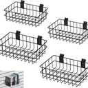 4 Pack Slatwall Baskets Set, Heavy Duty Slatwall Baskets, Metal Slat Wall Shelves Accessories, 2 PCs 13 x 8 x 4 Inch, 2 PCs 12.4 x 6.5 x 4 Inch, Black