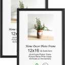 LYYYXGYP 12x16 Picture Frame Black Wood 2 Pack Wooden Photo Frame Natural Solid Wood Frame Gallery Poster Frame with Plexiglass for Wall Hanging