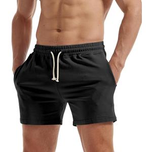 AIMPACT Mens Workout Sweat Shorts 5 Inch Cotton Casual Fitness Mens Athletic Gym Shorts with Pockets (Medium, Black)