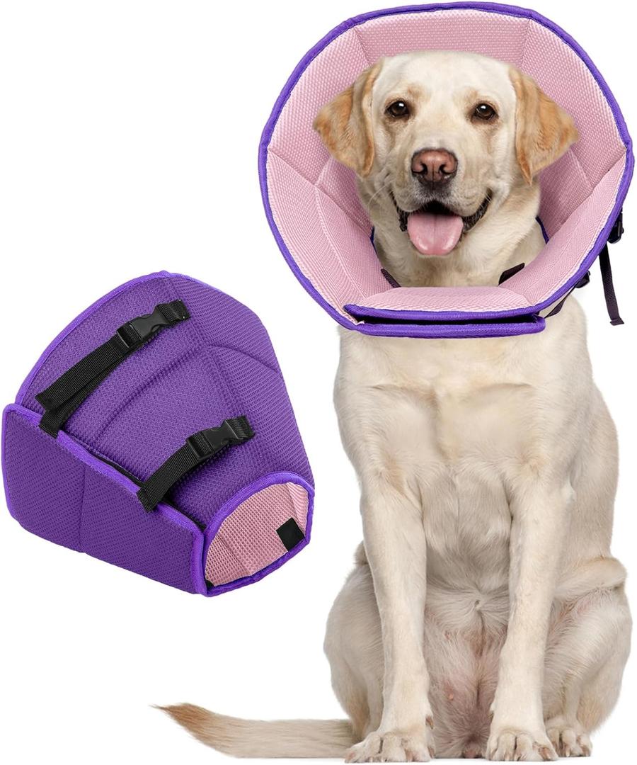Dog Cone for Large Dogs After Surgery, Soft Dog Cone Collar for Dogs to Stop Licking, Adjustable Comfy E-Collar Alternative Lightweight Post-Surgery Recovery Elizabethan Collar for Pet (L(Neck Girth:13.39"-17.32"))