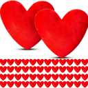 24 Pcs Valentine's Day Heart Shaped Plush Decorative Pillows Bulk Stuffed Plush 5.5" Soft & Fluffy Heart Decor & Gifts for Valentine's Day Weddings Parties Bed Room Office Sofa (Red)