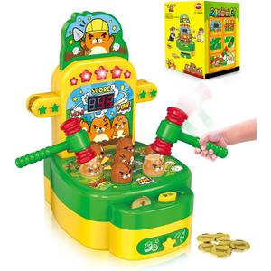 VATOS Hammer Game, Mini Electronic Arcade Game with 2 Hammers, Pounding Toys Toddler Toys for 3 4 5 6 7 8 Years Old Boys Girls, Developmental Toy Interactive Toy (Green)