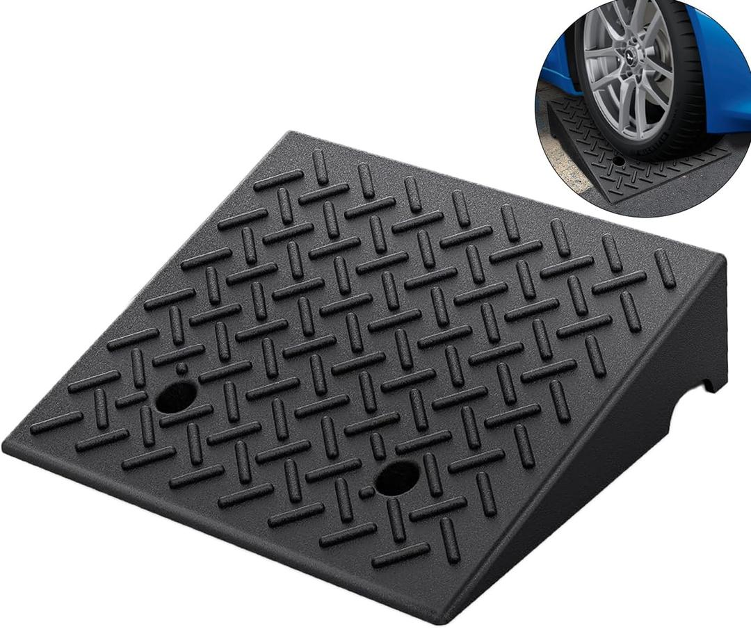 Rubber Curb Ramp 19.6"  19.6"  5", Heavy Duty Rubber Threshold Ramp, Portable Driveway Ramp for Sidewalk Cars Motorcycles Wheelchairs Trailers Scooter Lawnmower Loading Dock Pets