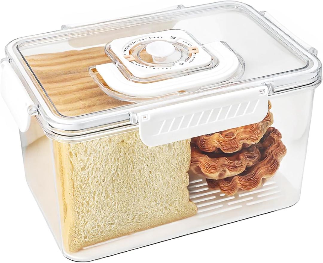 Bread Box with Lid and Handle,Airtight Bread Storage Container With Time Recording,Portable bread storage container for Camping, Hiking & Outdoor Travel