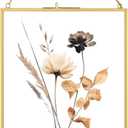 8x10 Gold Floating Picture Frames, Double Glass Hanging Frame for Pressed Flower, Vintage Brass Photo Frame with Metal Chain for Wall Mount, Large Vertical Clear Frame for Artwork Display Gallery Home