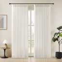 Pinch Pleated Linen Curtains 84 Inches Long for Living Room, Beige White Light Filtering Pleat Drapes Textured Thick Memory Trained Semi-Sheer Window Curtain with Hooks for Bedroom Farmhouse 2 Panels