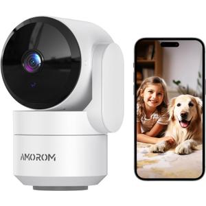 AMOROM Indoor Security Camera 360 with Pan/Tilt, Pet Dog Baby Monitor, 1080P HD Night Vision, Motion Detection, 2-Way Talk, Alexa & Google Home Compatible (2.4GHz WiFi)