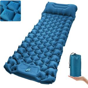 covacure Sleeping Pad for Camping - Ultralight Self-Inflating Camping Pad Mat with Built-in Foot Pump, Durable & Waterproof Camping Air Mattress for Hiking, Blue