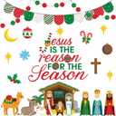 Containlol Christmas Nativity Bulletin Board Set Christian Religious Christmas Classroom Decorations Jesus is The Reason for The Season Bulletin Board Cutouts for Winter Holiday Sunday School Church