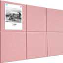 Large Cork Board Alternative 36" X 24" Bulletin Board - 6 Pack Removable Felt Wall Tiles with 30 pushpins, Large Cork Boards for Walls Cork Board for Office Pin Board Tack Board - Pink