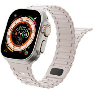 Magnetic Bands for Apple Watch Ultra/2 Band 49mm 45mm 44mm 42mm 46mm iWatch band 40mm 41mm 38mm Women/Men,Soft Sport Silicone Strap for Apple Watch Series10/9/8/7/6/5/4/3/2/SE 40 44 38 42 46 41 45 mm