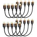 DisplayPort 1.2 Cable, 1FT, 10-Pack, 4K@60Hz, 2K@165Hz | Gold-plated connectors deliver reliable 4K performance. Supports 3D and HDR. Great for gaming, PC, TV, and monitors.