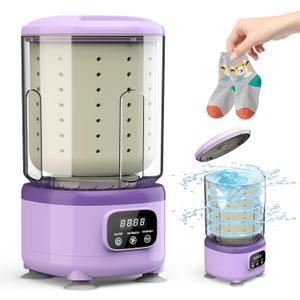 Underwear Washing Machine, Rechargeable Portable Mini Washer Machine with 2L Cup Capacity for Bra Underwear Socks Home Hotel Apartment RV Travel (Purple).