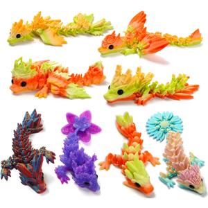 8PCS 3D Printed Dragon Toys,Articulated Dragon,3D Fidget Toy,Flexible Desk Pets,3-D Printed Animals Toys Gift for Kids Adult Home Office Decor