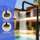 Freestanding Outdoor Shower 316 Marine Grade Stainless Steel, 2 Function Hot & Cold Water Outside Shower with Rain Shower Head & Handheld, Floor Mounted for Backyard Garden Pool Beach (Matte Black)