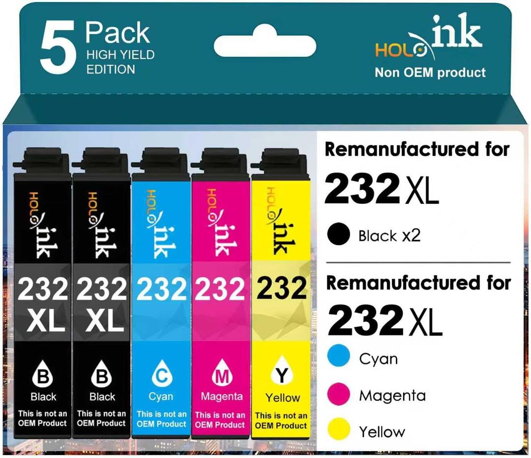 232xl ink cartridge Remanufactured Replacement for Epson 232 XL Ink Cartridges Combo Pack Use with Expression Home XP-4200 XP-4205 Workforce WF-2930 WF-2950 Printer (2 Black Cyan Magenta Yellow)