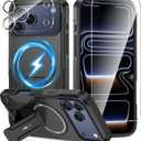 3 in 1 for iPhone 17 Pro Max Case [Compatible with MagSafe] [Invisible Kickstand] [HD Screen Protector] [Camera Lens Protector], Protective Magnetic Phone Cover for iPhone 17 Promax (Black)