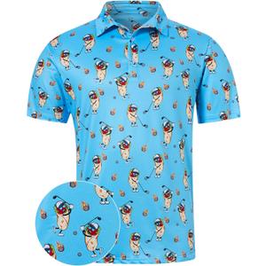 uideazone Golf Shirts for Men Dry Fit Polo Shirt Short Sleeve Moisture Wicking Golf Polos Performance Golf Tennis Shirt (Blue, XL)