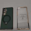 Magnetic for Samsung Galaxy Z Fold 7 Case Luxury Leather [Hinge Protection] Built-in [Screen Protector] [Fit for MagSafe] Zfold 7 Case with Kickstand & Ring Holder,Green