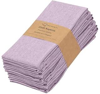 Ruvanti Cloth Napkins Set of 12, 18x18 Reusable Napkins Cloth Washable, Soft & Durable Table Napkins, Poly Cotton Fabric Dinner Napkins for Parties, Christmas, Thanksgiving, Weddings - Purple