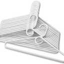 Plastic Hangers HD Heavy Duty, 16 Pcs. White Color, Made in USA, 3/8 Thickness, Durable, Tubular, Lightweight, for Clothes, Coat, Pants, Shirts, Dress, TINEFF, Free and Quick delivery. from USA