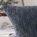 MIULEE Pack of 2 Decorative Burlap Linen Throw Pillow Covers Modern Farmhouse Vintage Pillowcase Rustic Woven Textured Cushion Cover for Sofa Couch Bed 18x18 Inch Blue