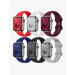 (6 Pack) Sport Bands Compatible with Apple Watch Band 38mm 40mm 41mm 42mm 44mm 45mm 46mm 49mm Silicone iWatch Band Ultra 2/Ultra SE Series 10 9 8 7 6 5 4 3 2 1 Women Men, Red/White/Wine Red/Midnight Blue/Black/Gray
