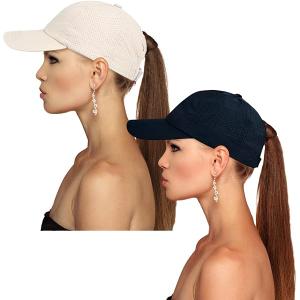 Jecery 2 Pcs Trucker Hats Bulk Ponytail Hats for Women Mesh Baseball Cap with High Bun Adjustable Ponycap for Outdoor Sport (Black And White)