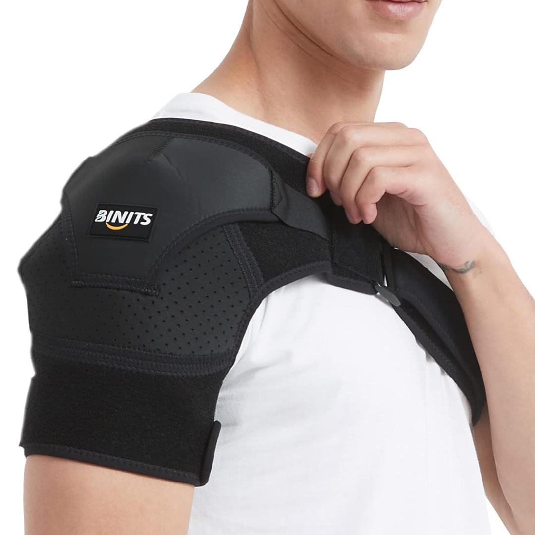 Shoulder Brace for Rotator Cuff, Tendonitis, Dislocation, Shoulder Pain Relief, Adjustable Arm Sling Shoulder Support Fit Sleeve Wrap for Men & Women Black S-M
