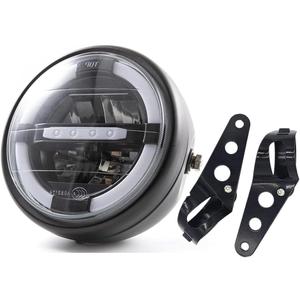 Motorcycle LED Headlight 7 inch, Round Head light with DRL Hi/Lo Beam for Electra Glide Street Glide Road King Heritage Softail Switchback Headlamp (White light with turn signal)