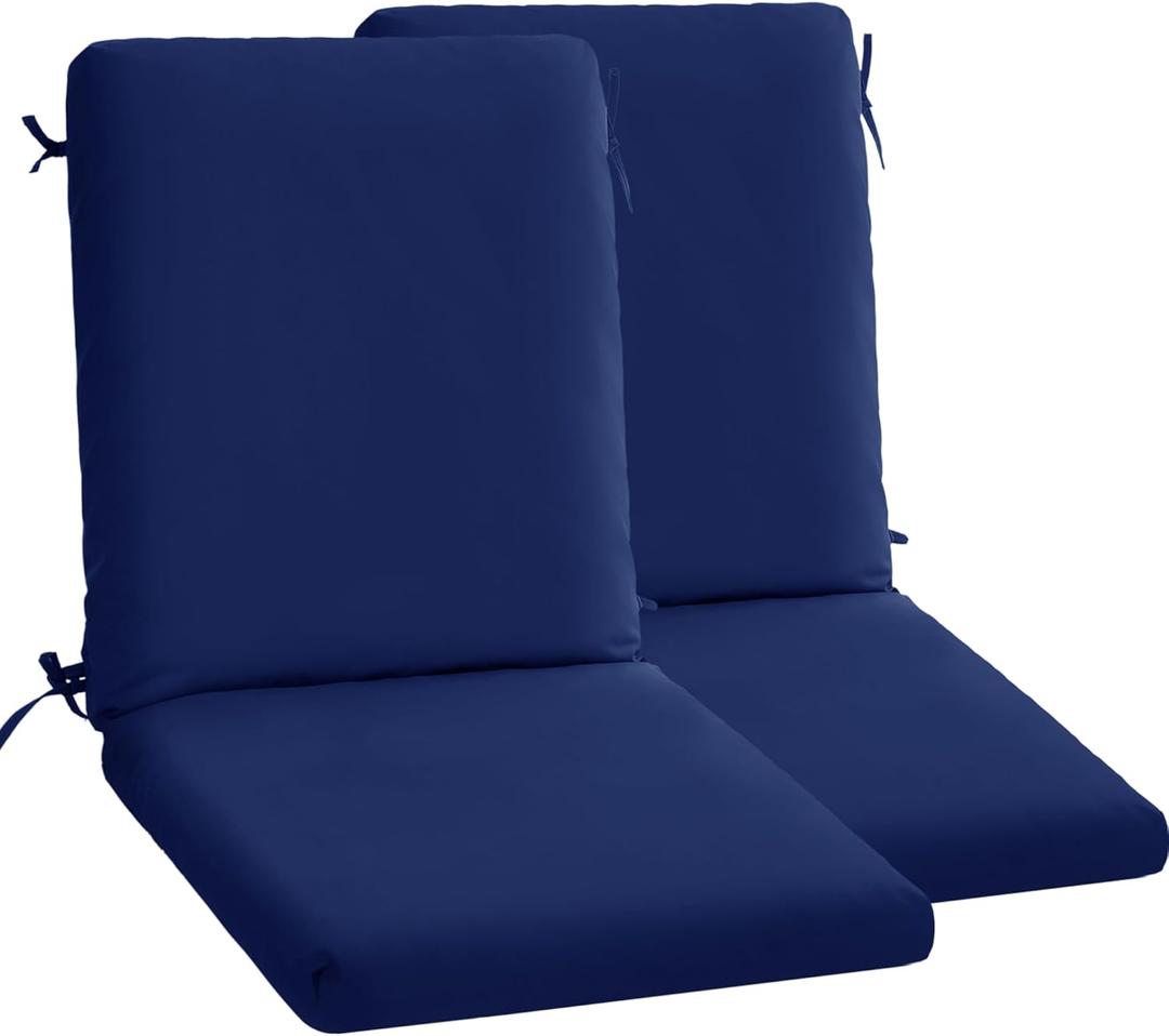 High Back Outdoor Chair Cushions Set of 2-44''x20'' Patio Dining Chair Cushions with Waterproof, Fade-Resistant, Removable & Machine-Washable Covers, Navy Blue