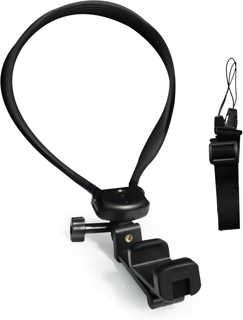 4-in-1 Clamping Neck&Chest Phone MountHands-Free POV Vlog Video Holder for Recording&Streaming,Wearable Camera Stand for Indoor/Outdoor Content Creation,Compatible with iPhone/Android Phones