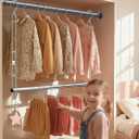 Supforce Hanging Closet Rod Stainless Steel, 2 Pack Adjustable Height & Width Closet Rod Extender, Space-Saving Closet Hanging Storage OrganizerLoad up to 88LB