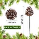 20 Pieces Christmas Pine Cones Decorations Picks - Snow Pine Cone for Xmas Tree Garland Wreath Ornaments Pinecones Decorating Winter Holidays Home