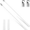 Bokon 2 Pieces White Fiberglass Blind Wand Vertical Blinds Stick Replacement with Hook and Handle for Window Opener Accessory(30 Inch)