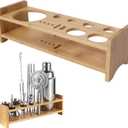 Bartender Kit Stand, Large Capacity Space Saving Bamboo Wood Bartending Tool Storage Holder for Bar Home(29cmx9.5cmx8cm)