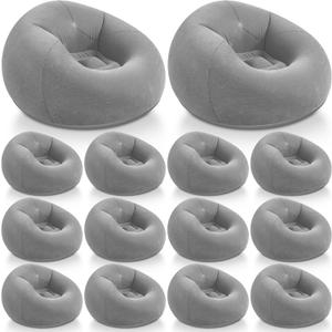 Realspring Inflatable Bean Bag Chairs Outdoor Blow up Camping Chairs Inflatable Lazy Sofa Folding Portable Bean Bag Loungers Couch for Movie Night(Dark Gray,12 Pcs)