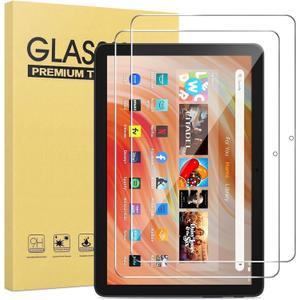 [ 2 Pack] Tempered Glass Screen Protector for Kindle Fire HD 10 / hd 10 plus Tablet 2023 2021 Release 13th 11th Generation (Clear, 10 Inch Fire 10 2023/2021)