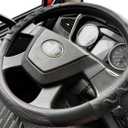 PINCTROT XL Size 17.5-18 Inch Great Grip Steering Wheel Cover for Semi Truck, Fits RV, Big Rig Trucker, 18 Wheeler and Classic Cars, Anti-Slip Design 17.5-18 Inch (Black/Red Stitch)