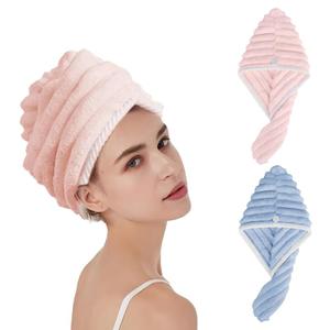 Microfiber Hair Towel Wrap for Women, 2Pack Super Absorbent Hair Turbans for Wet Hair,Curly Hair, Straight,Long.Anti Frizz Drying Towel.(Blue+Pink)