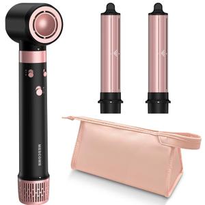 3 in 1 Air Styler with High-Speed Hair Dryer Brush & Air Curler for Curling, Negative Ions Frizz-Free Styling Drying, No Heat Damage, Fit for All Hair Types Hot Hair Styler with Travel Case